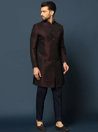 Thumbnail for KISAH Men Self-Design Cotton Sherwani Set - Distacart