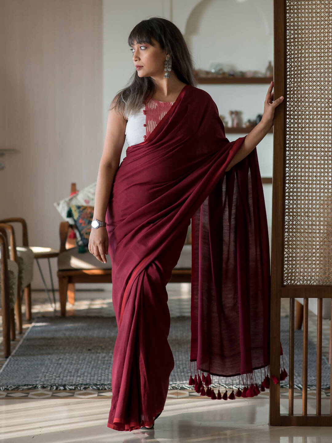 Glamour Style Lycra Maroon Bridal Saree Online | Bagtesh Fashion