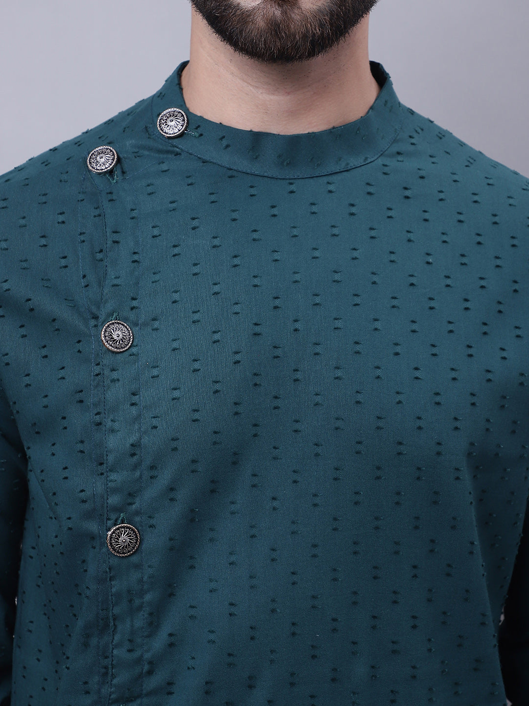 Even Apparels Green Sherwani Kurta With Asymetrical Cut - Distacart