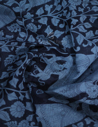 Thumbnail for Shades of Grey Colour Kalamkari Pure Munga Cotton Saree By Gayathri Reddy Designer Studio - Distacart