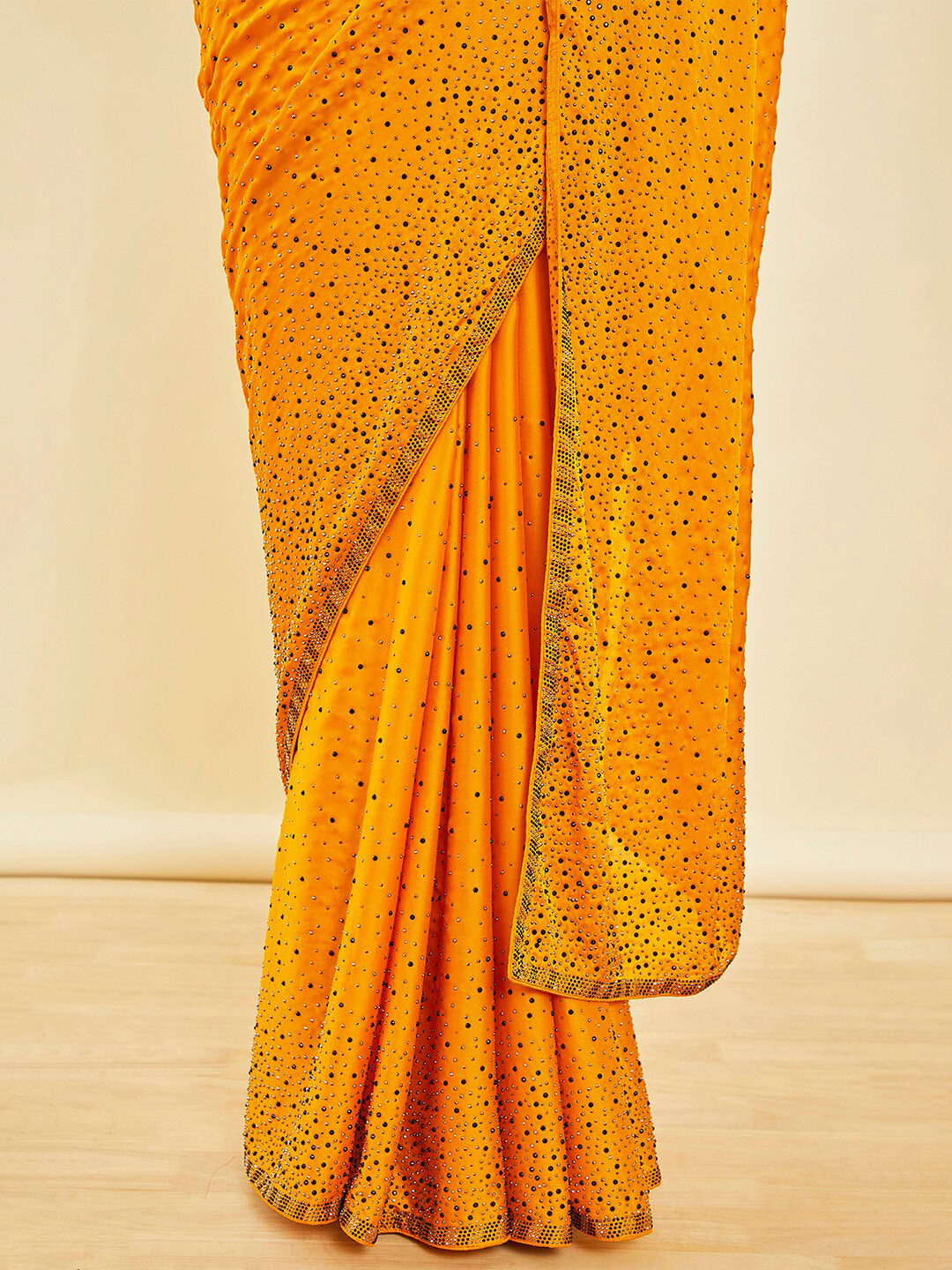 Soch Mustard Yellow Embellished Beads and Stones Pure Crepe Saree - Distacart