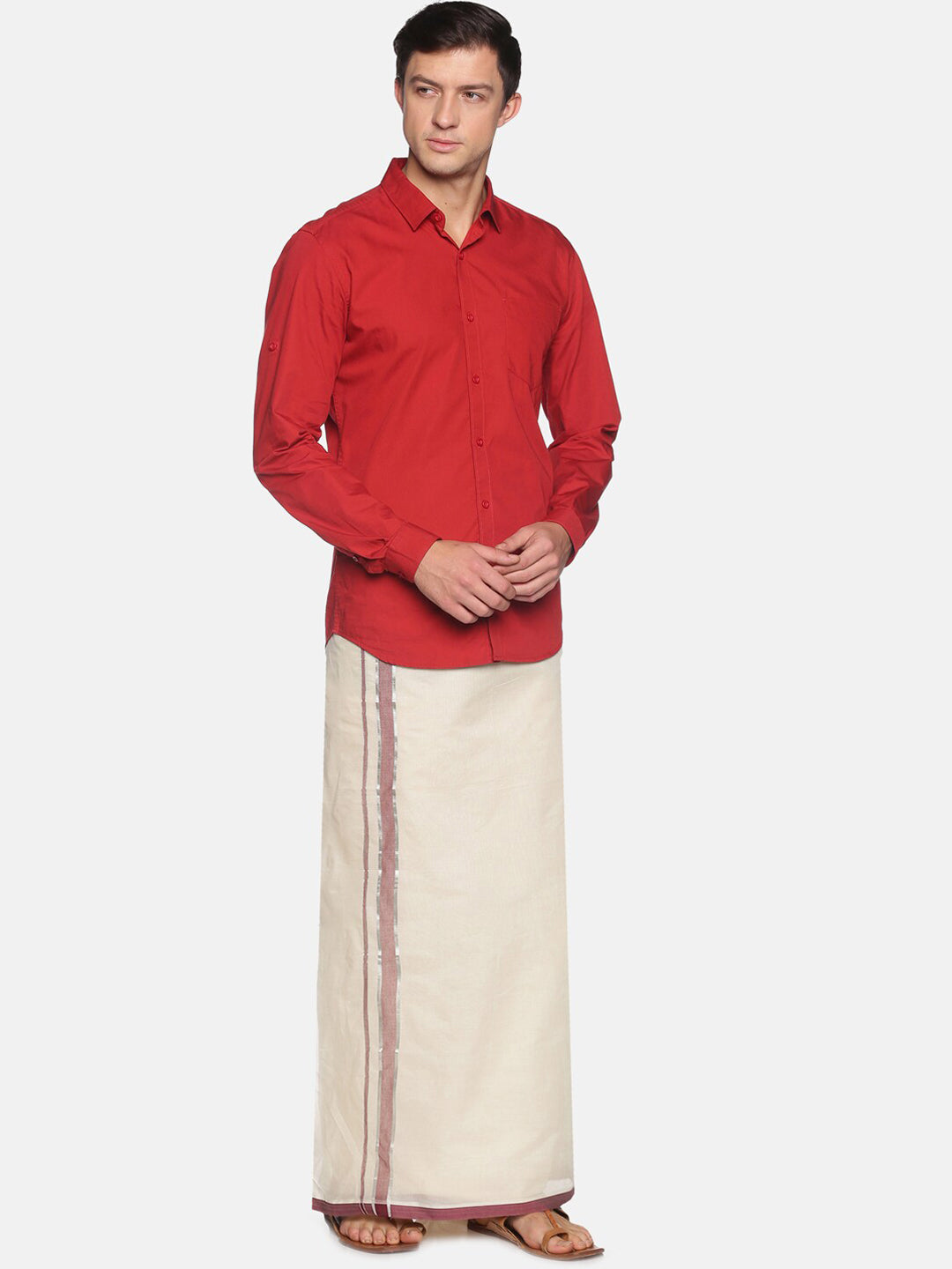 Sethukrishna Men Off White Traditional Kerala Double Mundu - Distacart