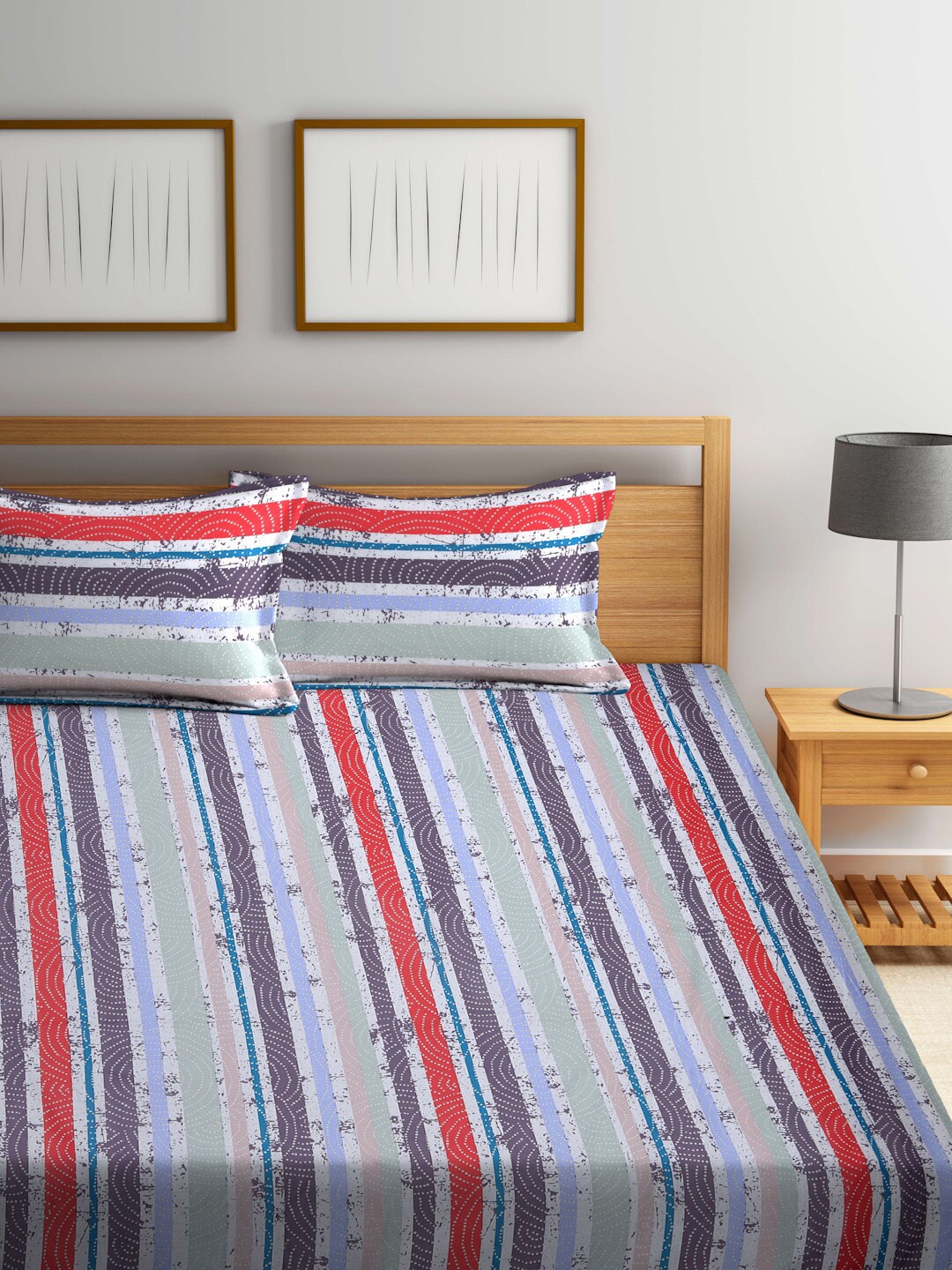 Buy BOMBAY DYEING Multi Cotton Printed Double Bed Sheet with 2 Pillow Cover  | Shoppers Stop