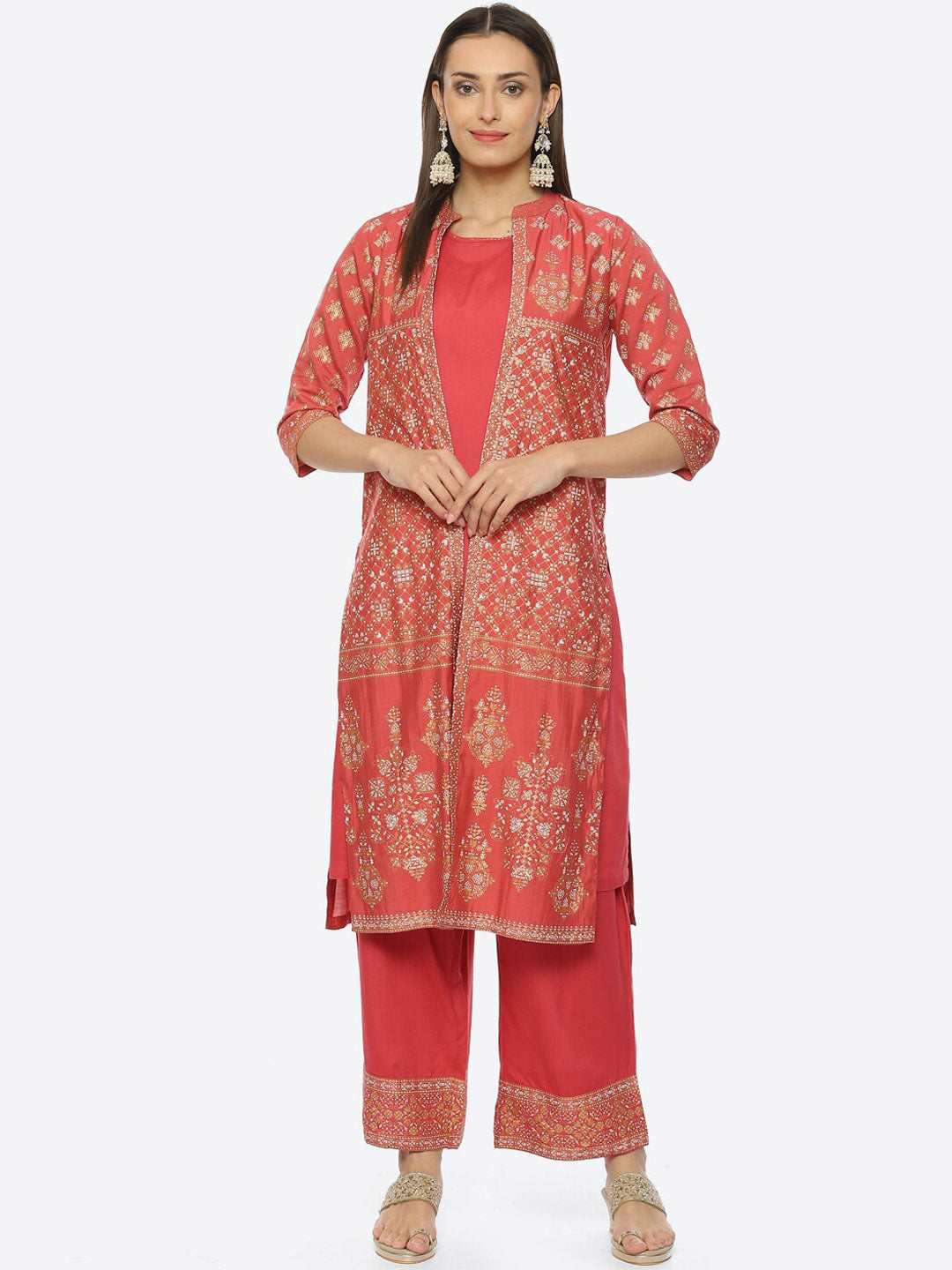 Buy Biba Women Kurta With Palazzos With Jacket Online at Best