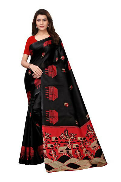 Vamika Latest Black Color Kalamkari With Jhalar Khadi Silk Saree - Distacart