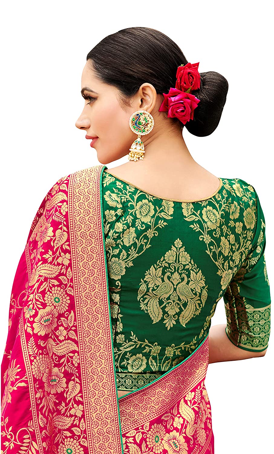 Buy Monjolika Fashion Light Green Banarasi Silk Saree with Blouse Piece  Online at Best Prices in India - JioMart.