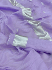 Thumbnail for Mitera Lavender & Silver-Toned Woven Design Zari Saree - Distacart