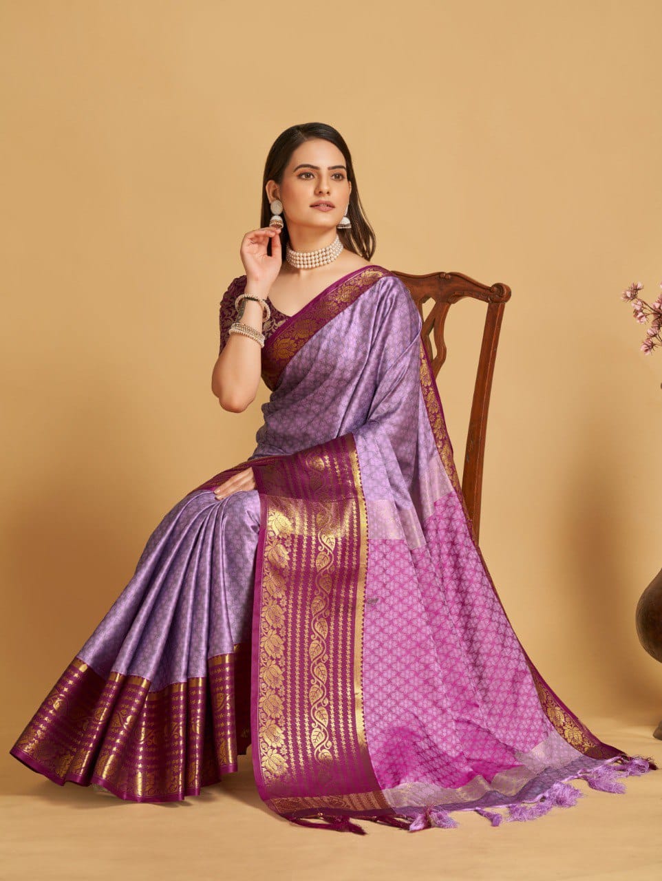 Beautiful Purple Colour Designer Saree For Party Wear