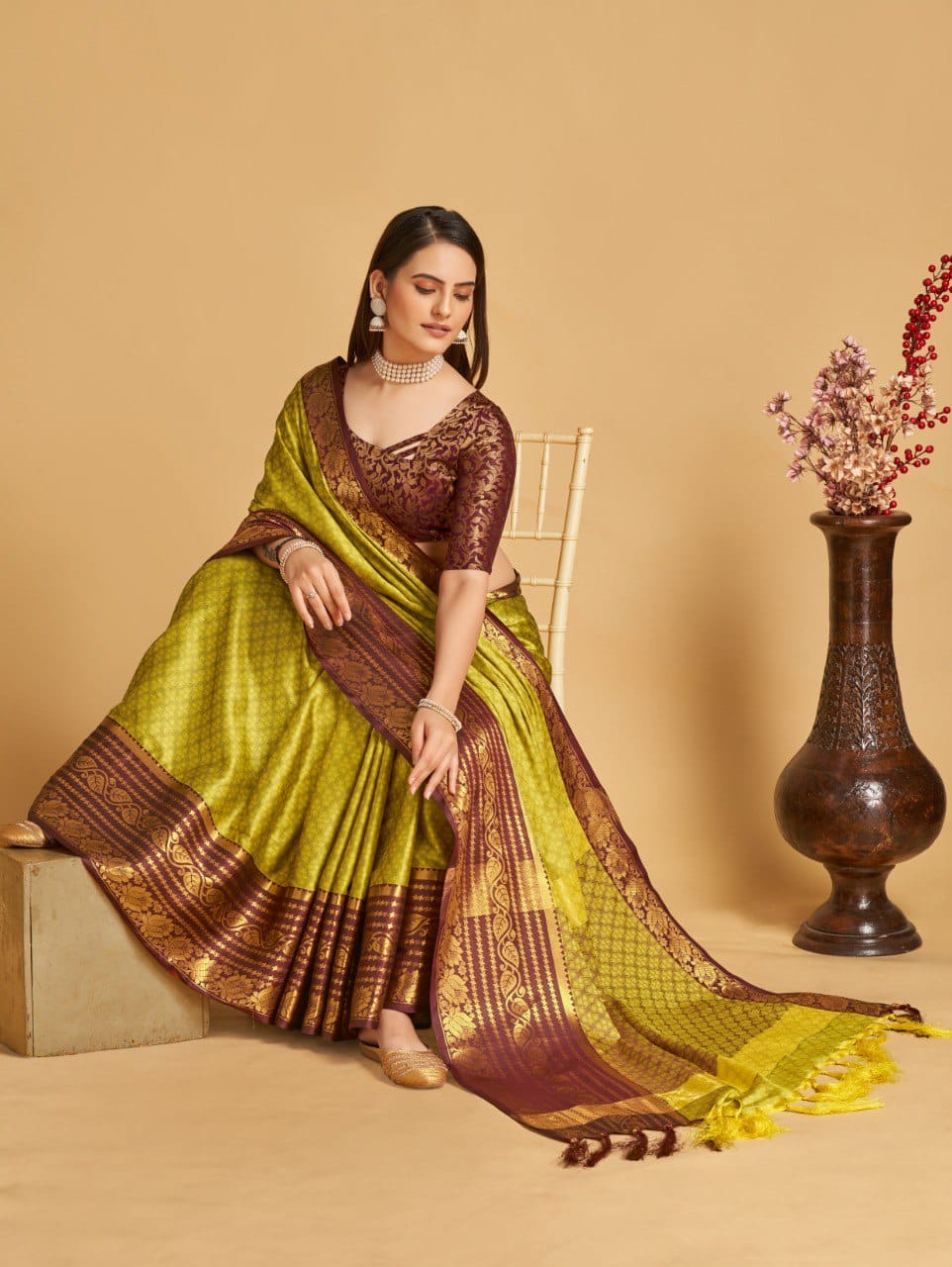 Buy Party Wear Maroon Weaving Silk Saree Online From Surat Wholesale Shop.