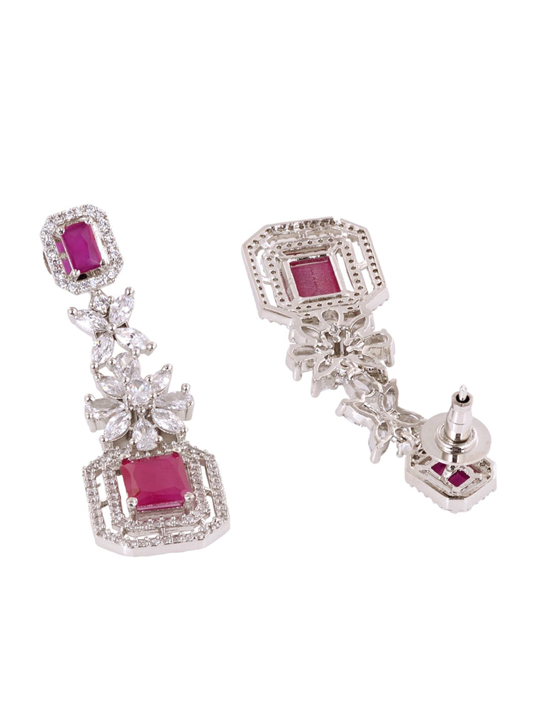 Saraf RS Jewellery Rhodium-Plated Pink AD studded Jewellery Set - Distacart