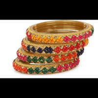 Thumbnail for Afast Bridal Wedding & Party Fashionable Colorful Glass Bangle/Kada Set, Pack Of 4 - Multicolor - Distacart