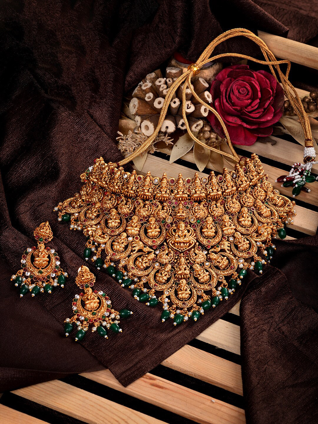 Saraf RS Jewellery Gold-Plated Stone-Studded Jewellery Set - Distacart