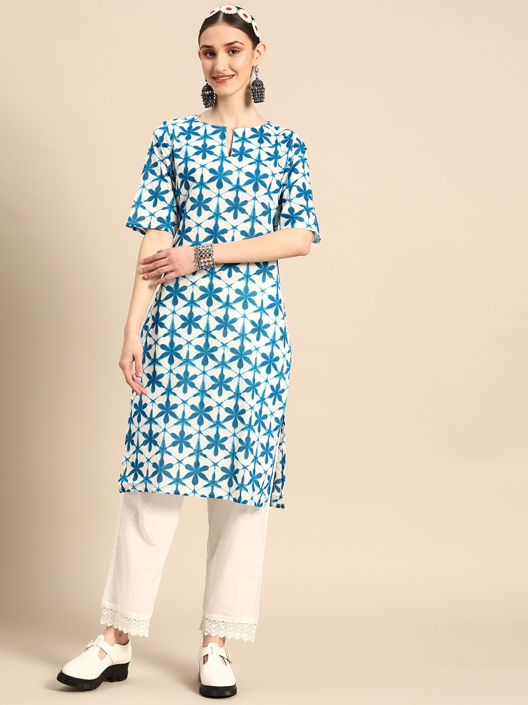 Sangria Women Pure Cotton Floral Printed Kurta