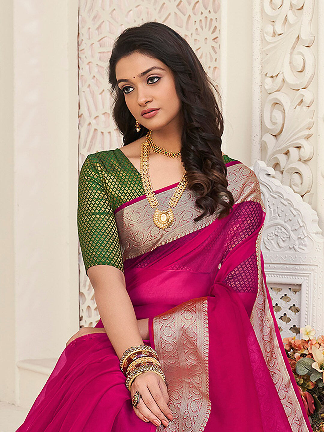 Organza Saree with Zari border – Grishya