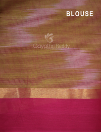 Thumbnail for Dual Shades of Parrot Green And Pink Mangalagiri Ikkat Cotton Saree By Gayathri Reddy Designer Studio - Distacart