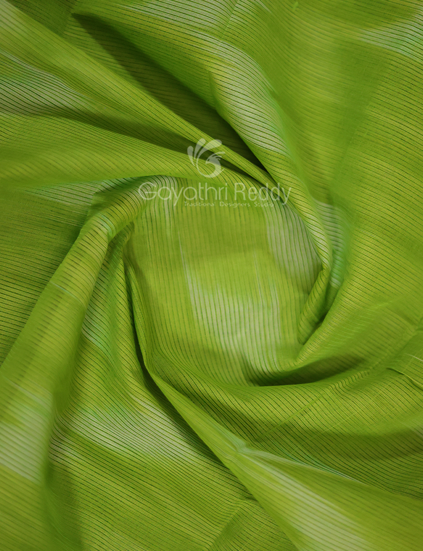 Dual Shades of Parrot Green And Pink Mangalagiri Ikkat Cotton Saree By Gayathri Reddy Designer Studio - Distacart