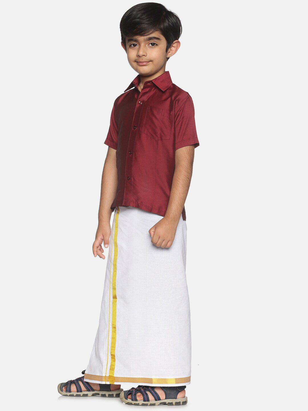 Sethukrishna Boys Maroon Shirt And Veshti Set - Distacart