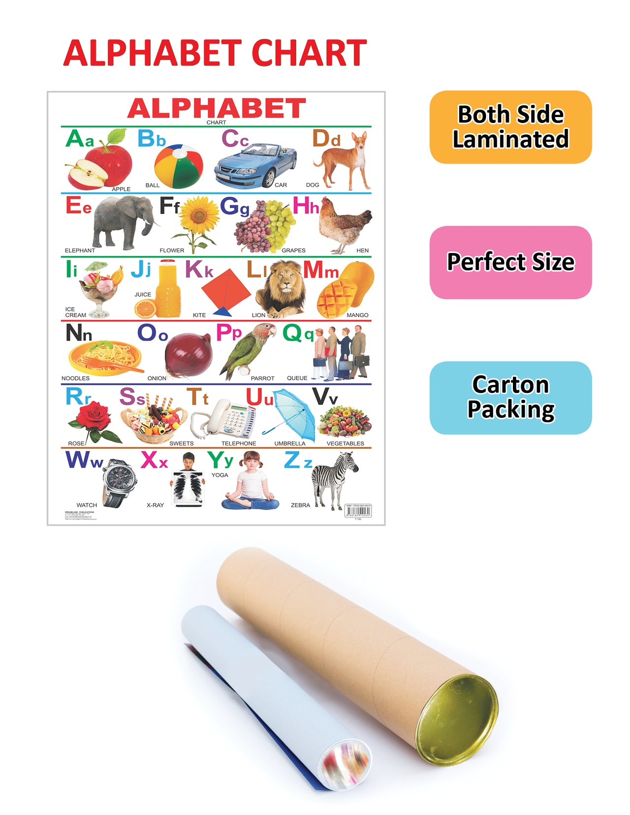 Dreamland Publications Educational Chart for Kids - Alphabet - Distacart