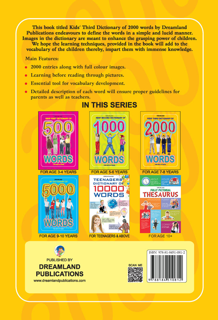 Dreamland Publications Kids Third Dictionary of 2000 words : Children Early Learning Book - Distacart