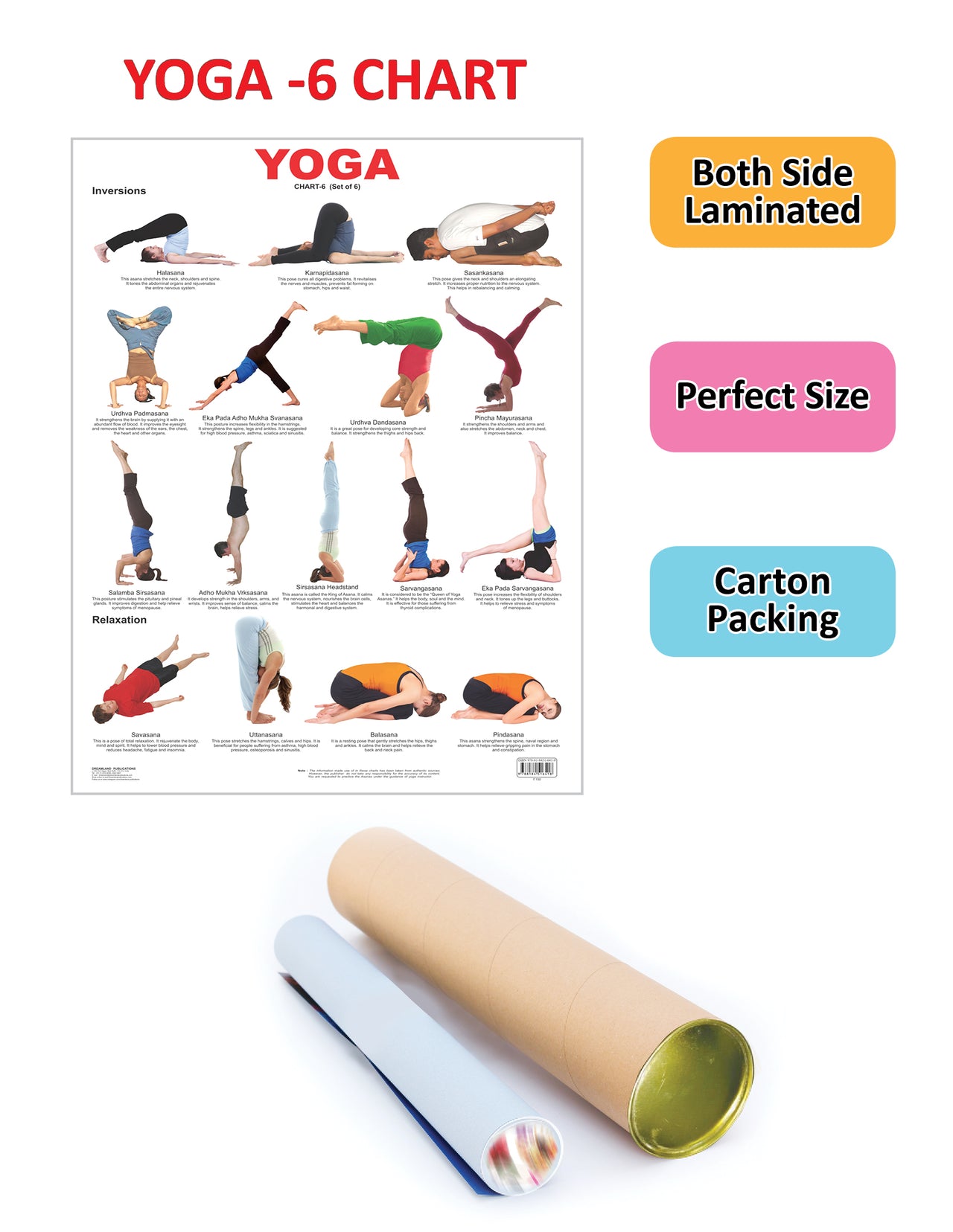 Dreamland Publications Educational Chart for Kids - Yoga Chart - 6 - Distacart