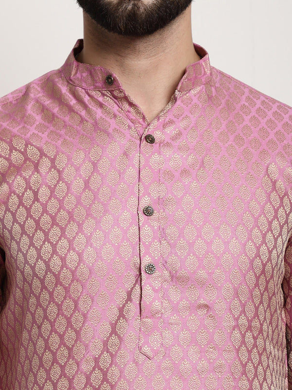 Description Sojanya Men Pink Ethnic Motifs Kurta With Pyjamas Nehru