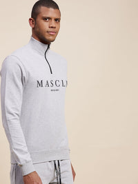 Thumbnail for Lyush - Mascln Men's Grey High Neck Half Zipper Sweatshirt - Distacart