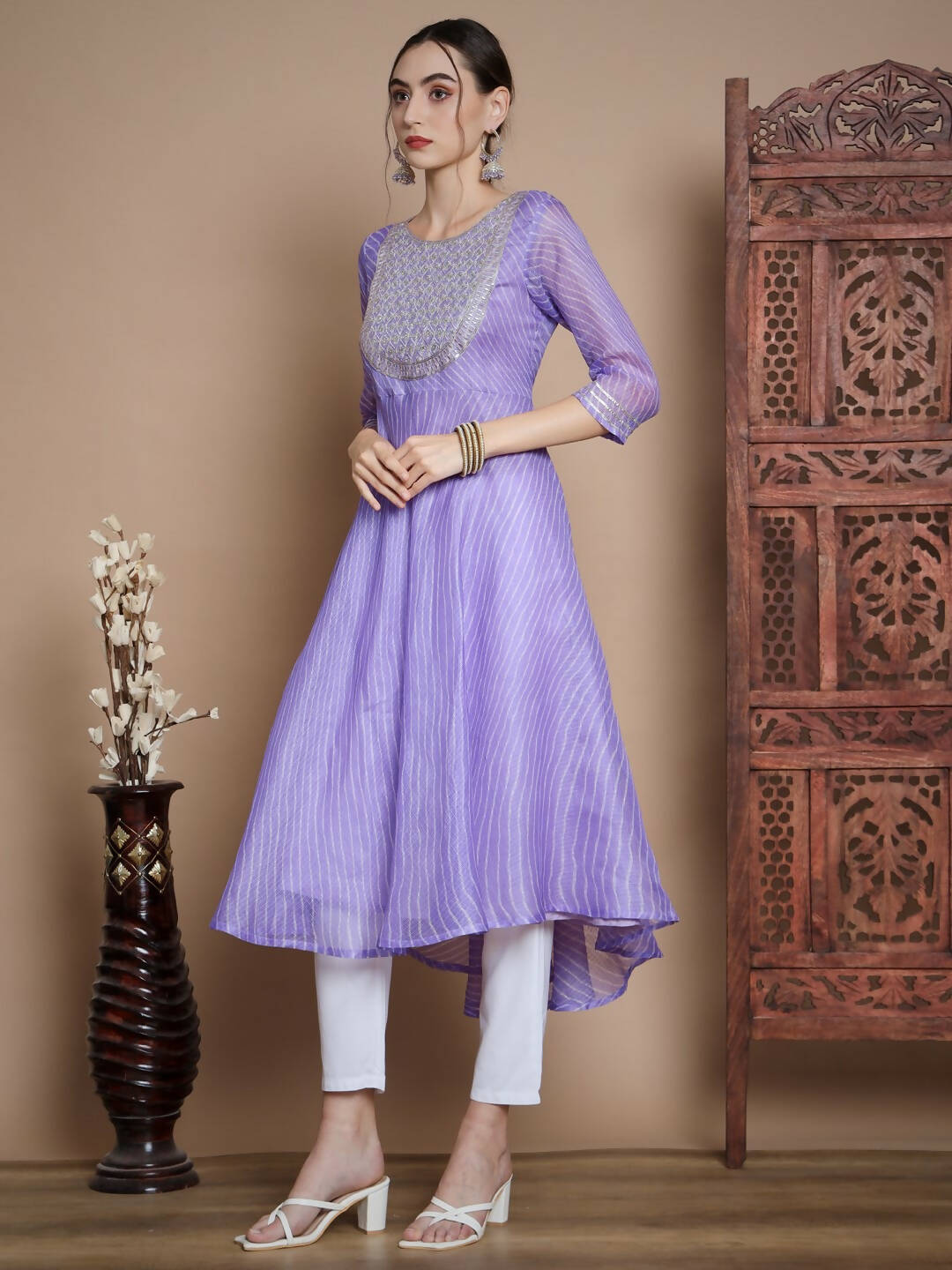 Myshka Women's Purple Anarkali Kurta - Distacart