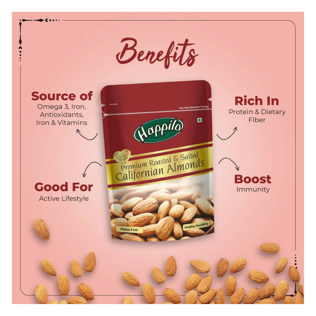 Happilo Roasted & Lightly Salted Premium Californian Almonds - Distacart