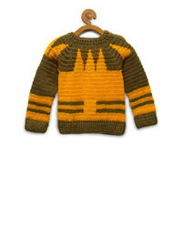 Thumbnail for Chutput Kids Woollen Hand Knitted Lion Design Sweater For Baby Boys - Yellow - Distacart