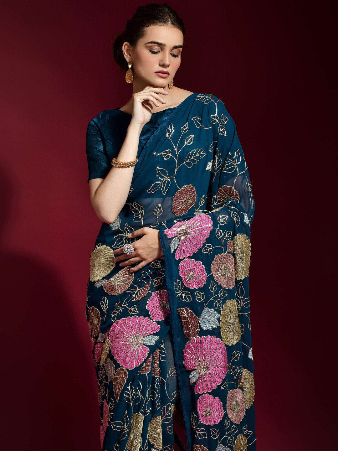 Printed Pure Georgette RICHA FASHION WORLD FANCY GORGEETE SAREE at Rs 524  in Surat