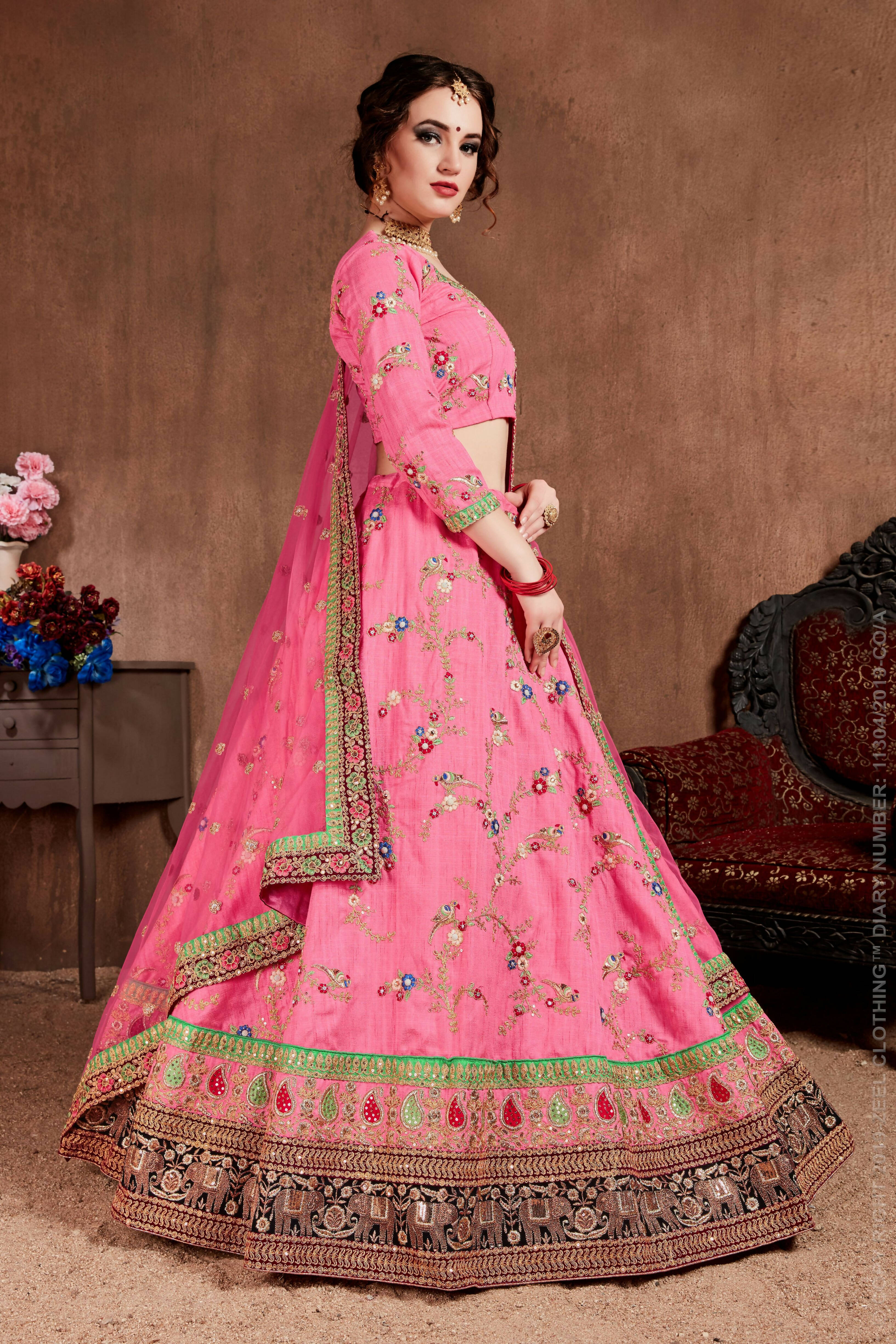 Buy Astha bridal Pink Gray Jacket Lehenga at Amazon.in