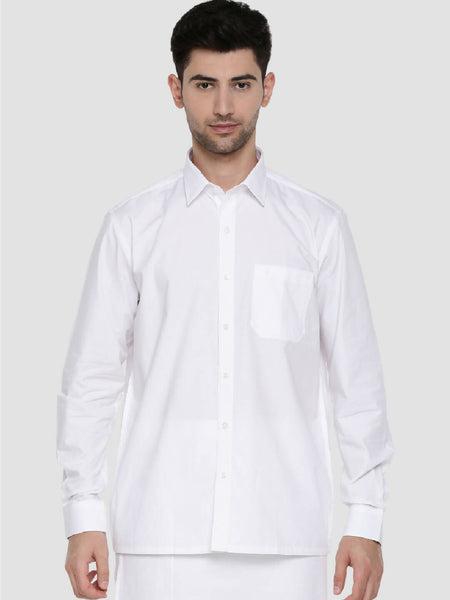 Ramraj Cotton Mens Full Sleeve Formal Poly Cotton White Shirt - Distacart