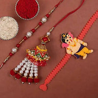 Thumbnail for Bal Ganesha Rakhi With Pearl Lumba Set