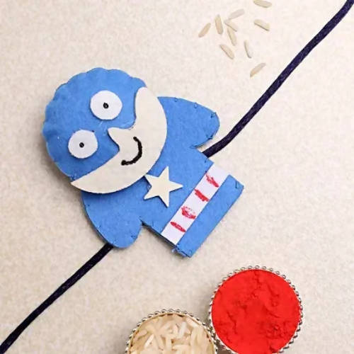 Captain America Cute Rakhi & Almond Treat Chocolate