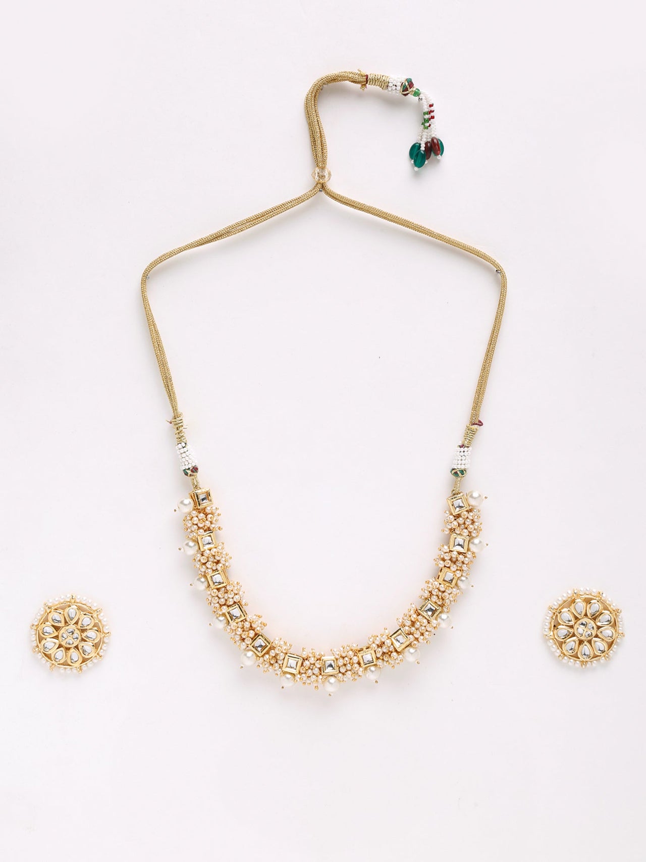 Pearl Kundan Choker With Studs - Ruby Raang - Distacart