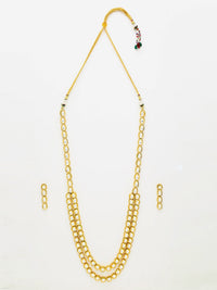 Thumbnail for Gold Plated Long Kundan Neckpiece With Earrings - Ruby Raang - Distacart