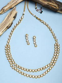 Thumbnail for Gold Plated Long Kundan Neckpiece With Earrings - Ruby Raang - Distacart