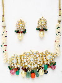 Thumbnail for Kundan Maharani Choker With Earrings - Ruby Raang - Distacart