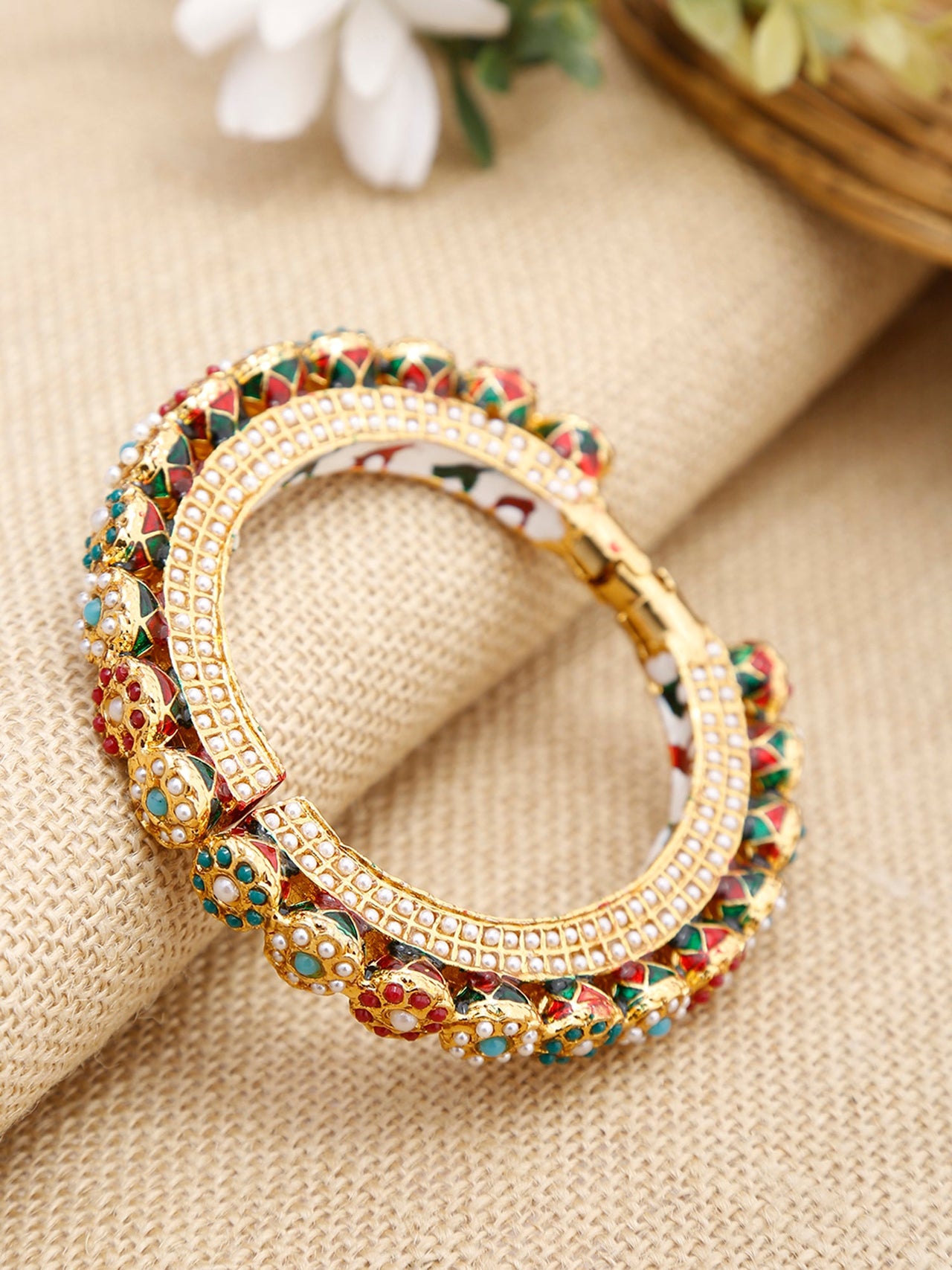 Multi Embellished Bangle - Ruby Raang - Distacart