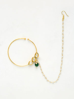 Manal Kundan and Pearl Nose Ring / Nath – B Anu Designs