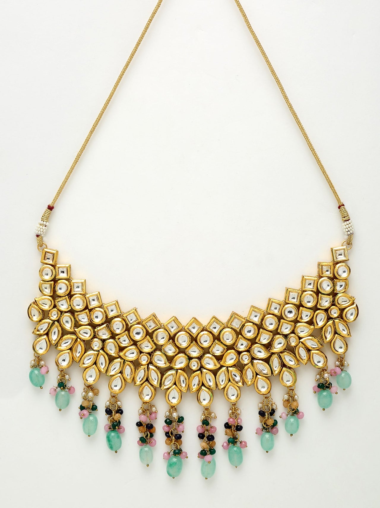 Kundan Neckpiece With Earrings And Maang Tikka - Ruby Raang - Distacart