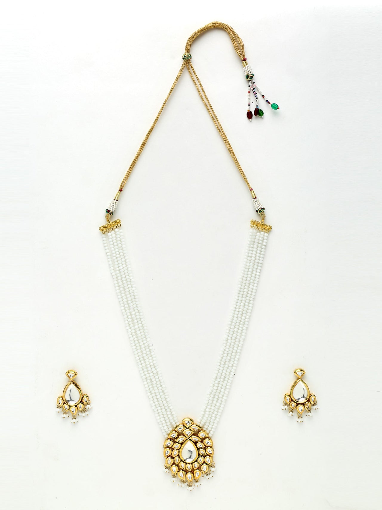 Kundan Neckpiece With Earrings - Ruby Raang - Distacart