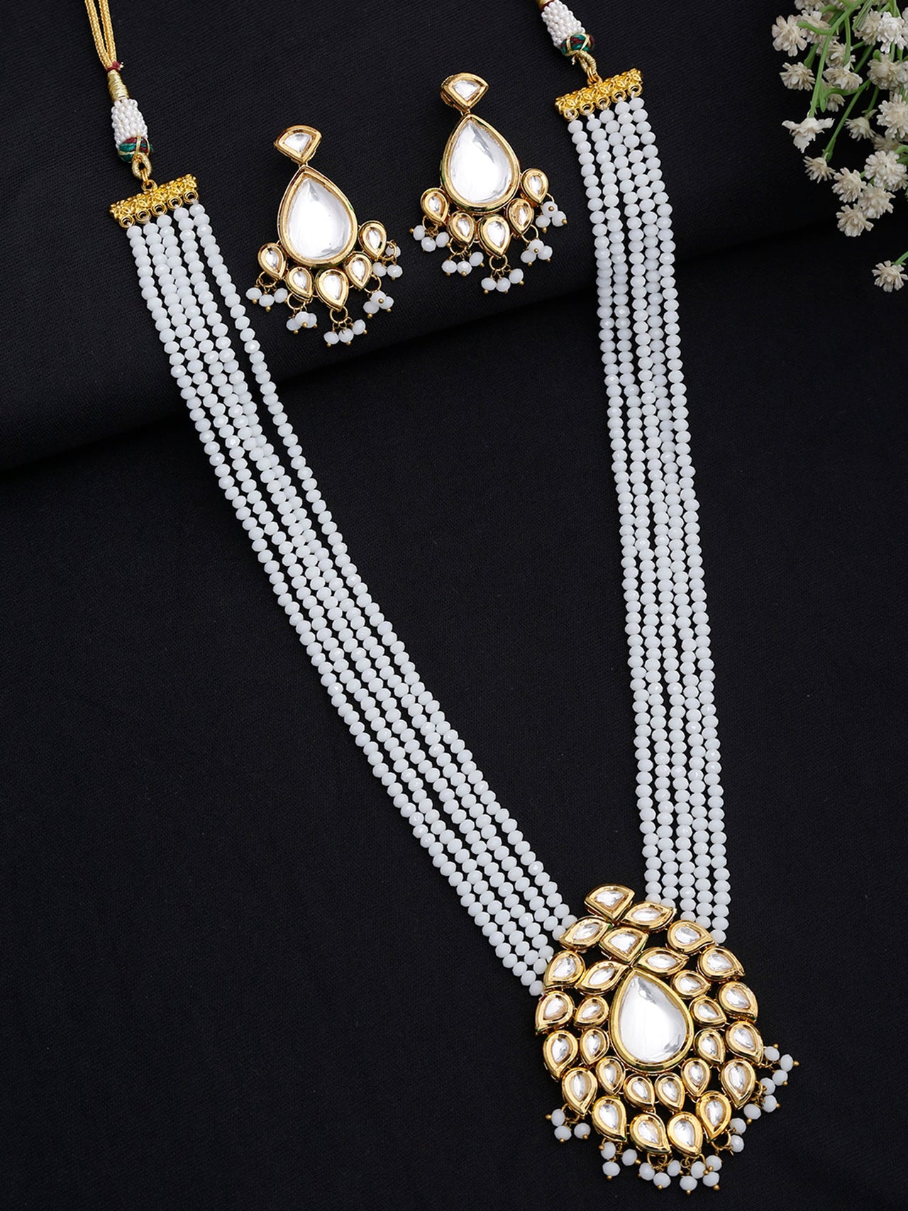 Kundan Neckpiece With Earrings - Ruby Raang - Distacart