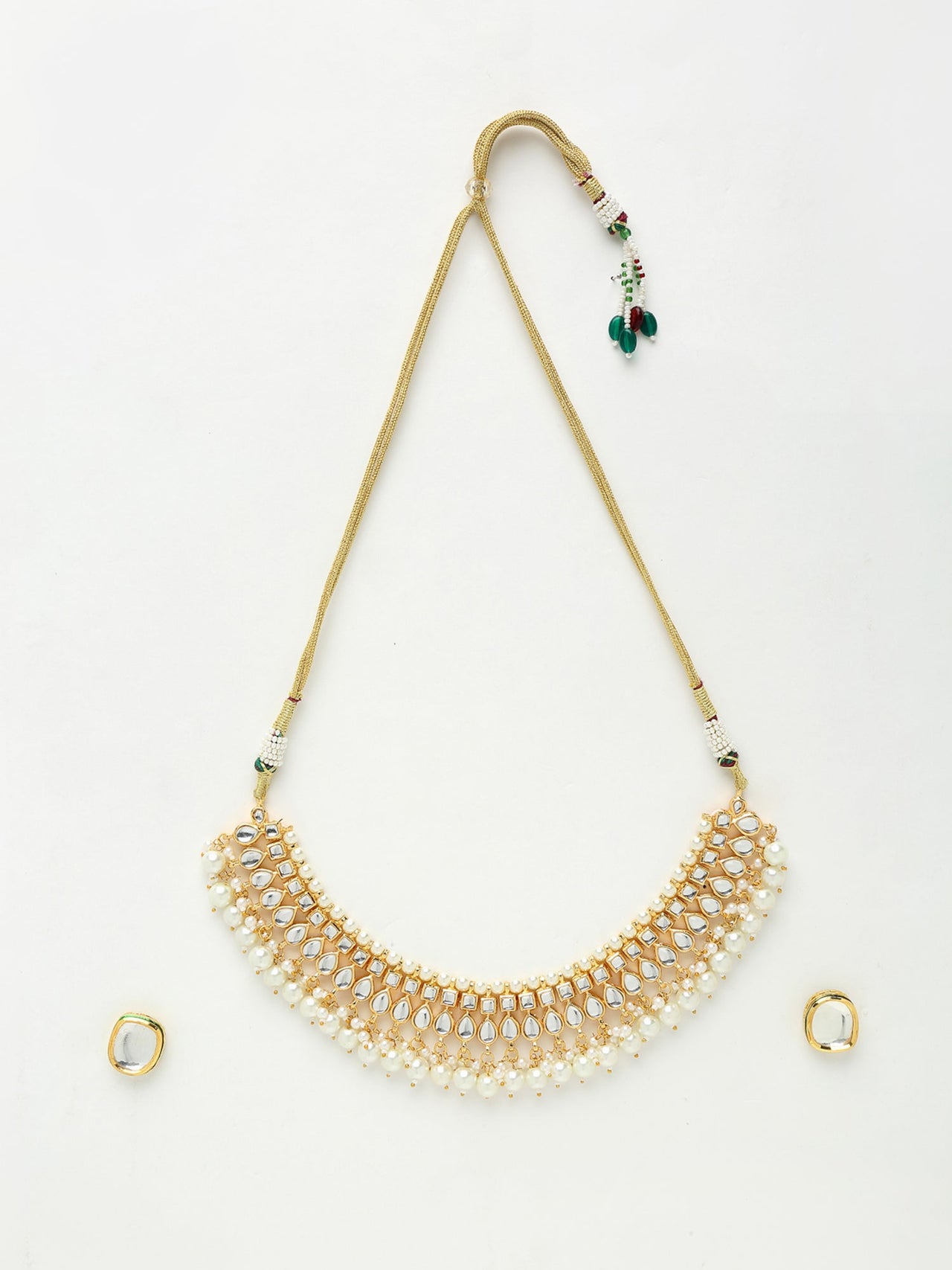 Kundan Choker With Pearls & Studs - Ruby Raang - Distacart