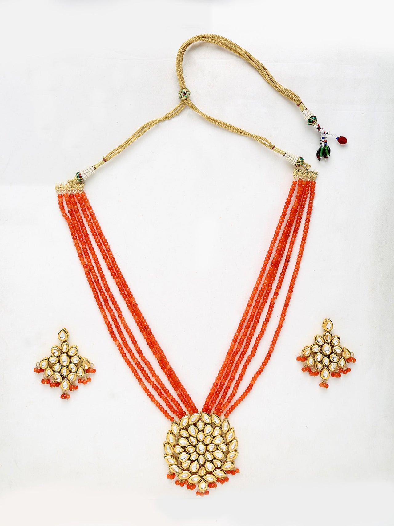 Kundan Neckpiece With Earrings - Ruby Raang - Distacart