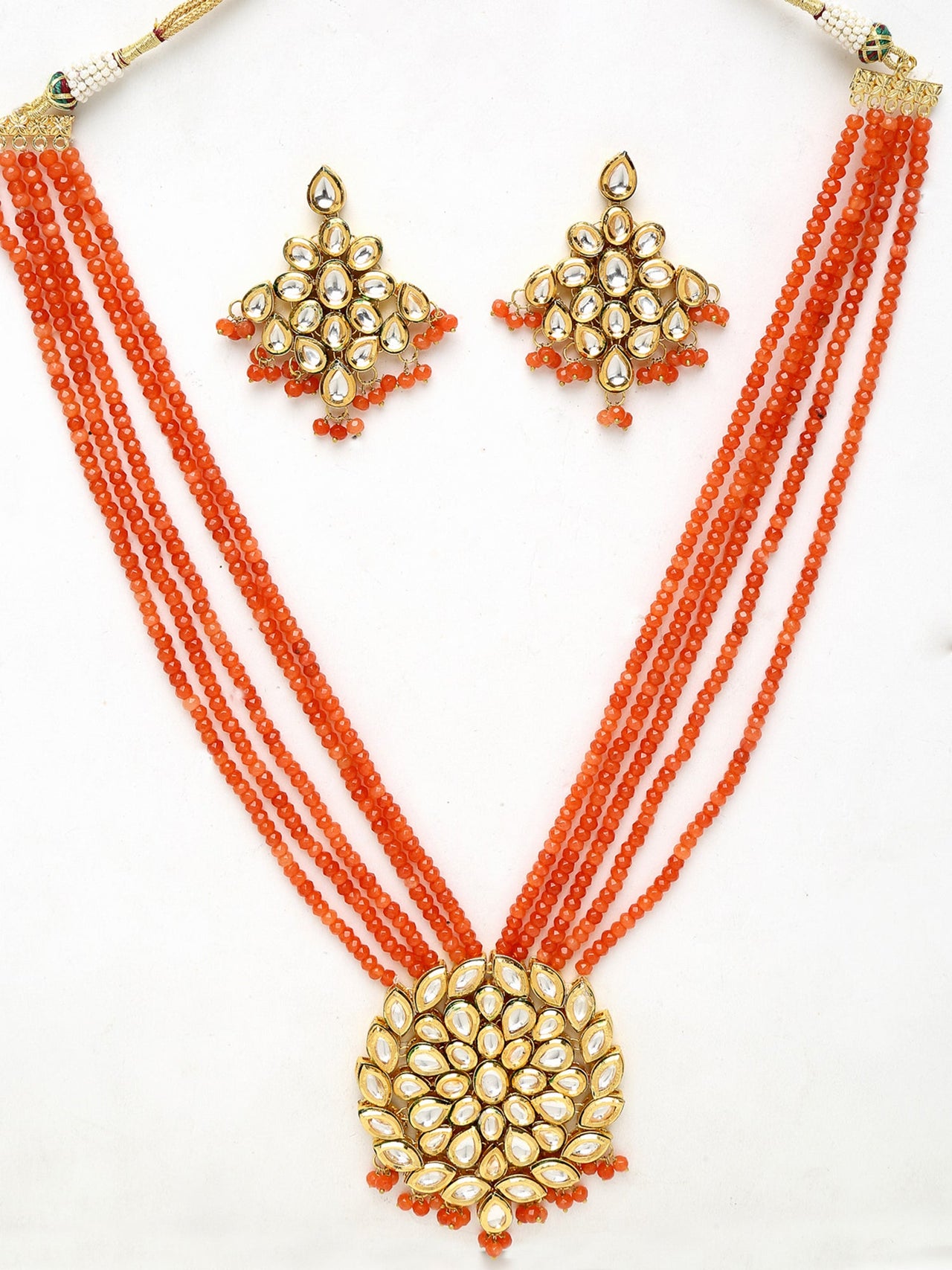 Kundan Neckpiece With Earrings - Ruby Raang - Distacart