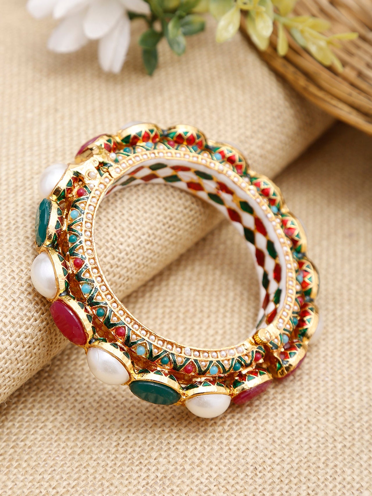 Multi Embellished Bangle - Ruby Raang - Distacart