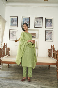 Thumbnail for Green Rayon Sequence Embroidery work Straight kurta with Pant & Dupatta - Akashara - Distacart