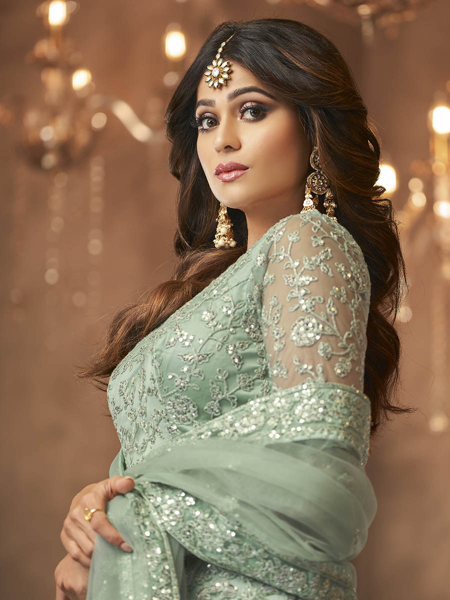 Myra Sea Green Heavy Embroidered Anarkali Suit XXS