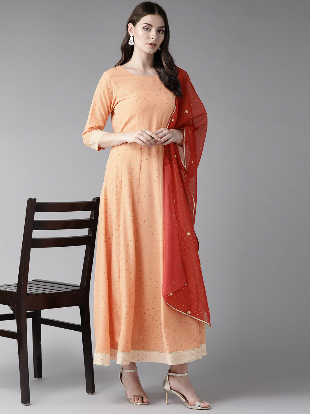 Buy online Women Peach Solid With Work A-line Dress from western wear for  Women by Label Reyya for ₹3300 at 0% off | 2024 Limeroad.com